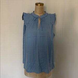 LOFT Sky Blue Ruffled Blouse
